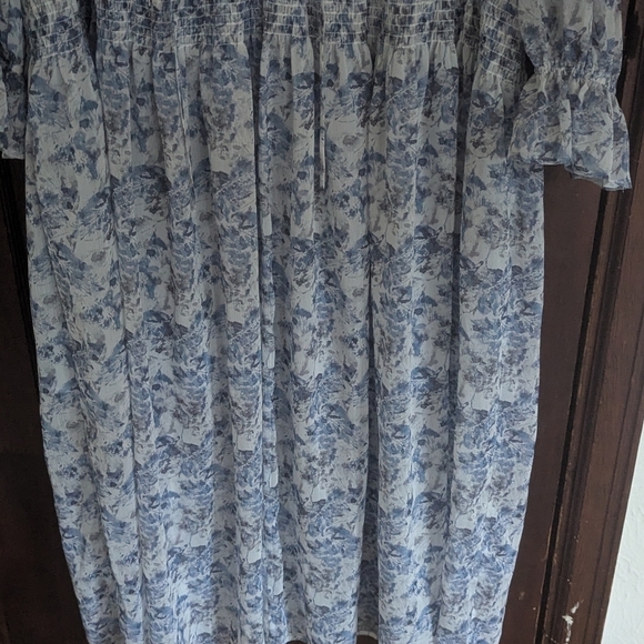 Standards & Practices Blue Floral Long Sleeve Cottagecore Maxi Dress Size 24 - Picture 3 of 11